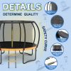 12FT Outdoor Big Trampoline With Inner Safety Enclosure Net, Ladder, PVC Spring Cover Padding, For Kids, Black&Orange Color
