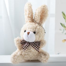 Cartoon Cute Bow Tie Sitting Bunny Doll Children's Toy Plush Pendant (Option: Apricot-10cm)
