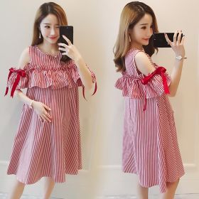 Maternity Dress Summer Dress Maternity Dress Maternity Skirt Maternity Top Maternity Suit Mid-Length Breastfeeding Dress (Option: 2style-XL)