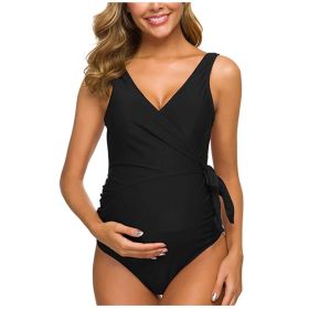 New Sexy Ladies Pregnant Women One-Piece European And American Sexy Swimwear Swimwear Wholesale (Option: Black-3XL)