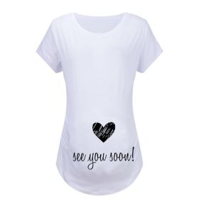 Women T-Shirts Slim Maternity Funny Letter Tops O-Neck Pregnancy Women (Option: Black love-2XL)