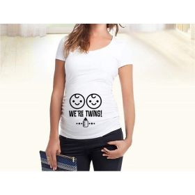 Women T-Shirts Slim Maternity Funny Letter Tops O-Neck Pregnancy Women (Option: Baby bottle-L)