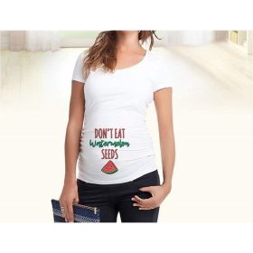 Women T-Shirts Slim Maternity Funny Letter Tops O-Neck Pregnancy Women (Option: Red watermelon-XL)