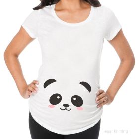 Women T-Shirts Slim Maternity Funny Letter Tops O-Neck Pregnancy Women (Option: Panda-XL)