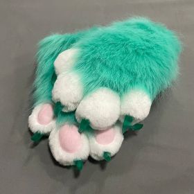 Colorful Beast Paw Gloves Cat's Paw Cute Plush (Color: Green)