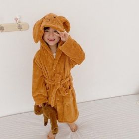 Cartoon Rabbit Hooded Bath Towel (Option: Bathrobe orange-S)
