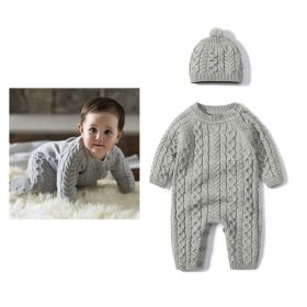 Autumn And Winter Knitted Onesie Hemp Hemp Ha Yi (Option: Grey-66cm)