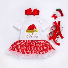 Baby Christmas New Short Sleeve Cartoon Mesh Dress (Option: Shape9-80cm)
