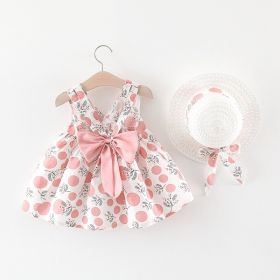 Girls' Summer Baby Girls' Short Sleeve Suit Skirt (Option: Dot Pink-73cm)