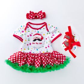 Baby Christmas New Short Sleeve Cartoon Mesh Dress (Option: Shape2-59cm)