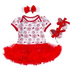 Baby Christmas New Short Sleeve Cartoon Mesh Dress (Option: Shape4-59cm)