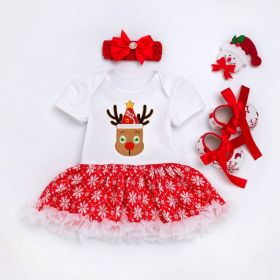 Baby Christmas New Short Sleeve Cartoon Mesh Dress (Option: Shape8-80cm)