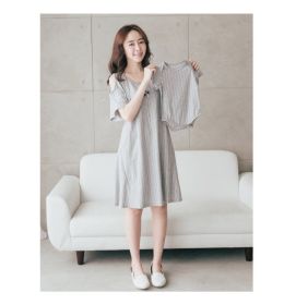Maternity Dress Breastfeeding Parent Child Go Out Style (Option: Light Grey-Mom and boy Size9)