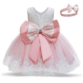 M Baby Girl Year Birthday Dress Newborn Christening Gown (Option: Pink1-5T)