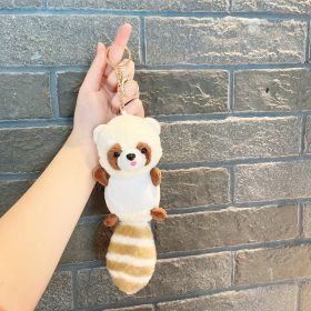 Plush Long Tail Raccoon Doll Small Pendant Keychain (Option: White-No Keychain)