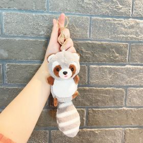 Plush Long Tail Raccoon Doll Small Pendant Keychain (Option: Gray-No Keychain)