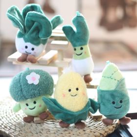 Cute Vegetable Cabbage Broccoli Corn Bamboo Shoots Small Pendant Plush Doll Bag Charm Keychain Doll (Option: 5PCS-12cm)