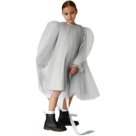 Fairy Long Sleeve Mesh Dress (Option: Grey-100cm)