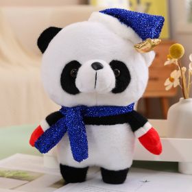 Christmas Scarf Plush Panda Small Size (Option: Blue Sequined Scarf-30to33cm)