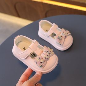 Baby Soft Bottom Leather Shoes Autumn New (Option: Pink-16)