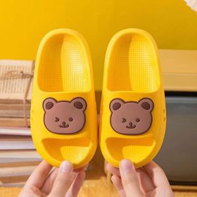 New Children's Sandals Summer Boys And Girls Home Fashion Cartoon Soft Bottom Kindergarten Baby Child Slippers (Option: Lemon Yellow-24 25 Yards Inner Length 15cm)
