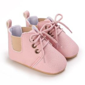 Spring And Autumn Baby Soft Bottom High-top Casual Toddler Shoes For 0-1 Years Old (Option: Pink-Inner Length 12cm)