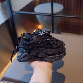 Children Single-through Internet Hot Sneakers (Option: Black-Size 37)