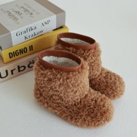 New Casual Winter Girls Thermal Soft Soled Sleeve Fur Booties (Option: Brown-175mm)