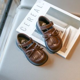 Baby Tassel British Style Leather Shoes Spring And Autumn (Option: Brown-25)