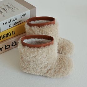 New Casual Winter Girls Thermal Soft Soled Sleeve Fur Booties (Option: Khaki-205mm)