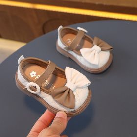Spring And Autumn Soft Bottom Baby Children Princess Toddler Shoes (Option: Beige-17)