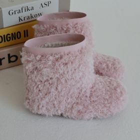 New Casual Winter Girls Thermal Soft Soled Sleeve Fur Booties (Option: Pink-175mm)